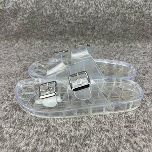 ✅Womens  9 CL Chinese Laundry Clear Jaylen Jelly Slides Buckle Slip On Sandals